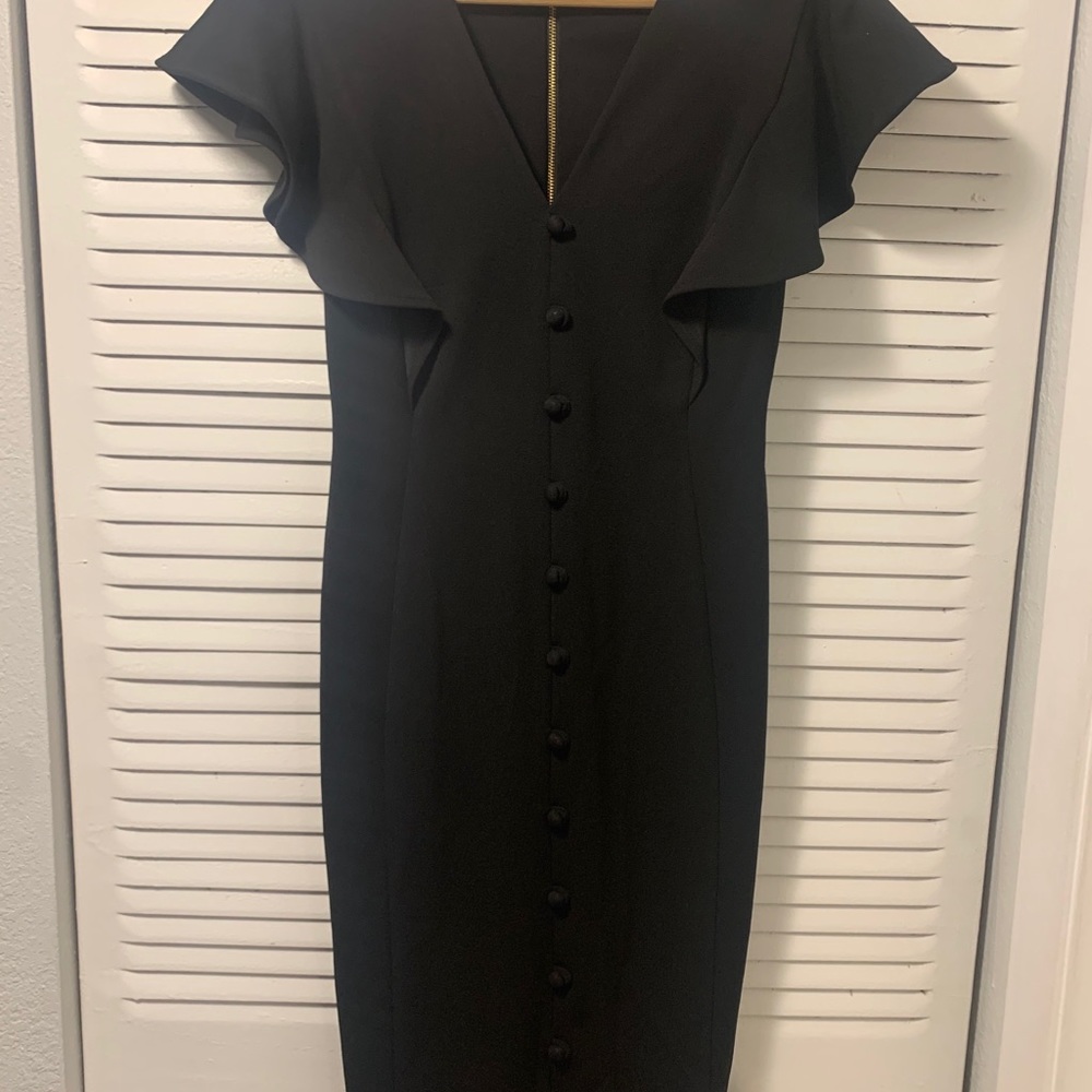 Calvin Klein black midi button down dress size 2